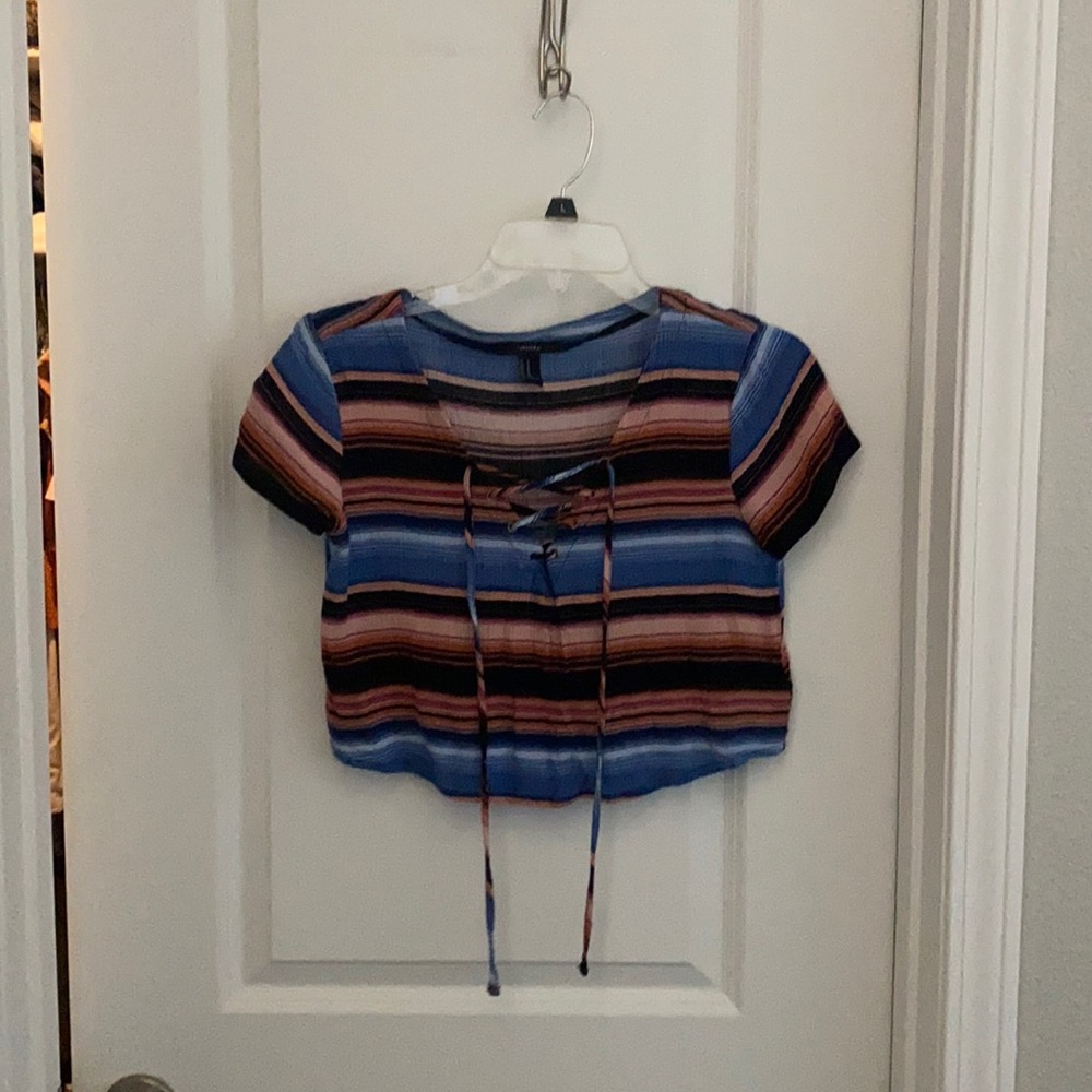 Multicolor stripe crop top